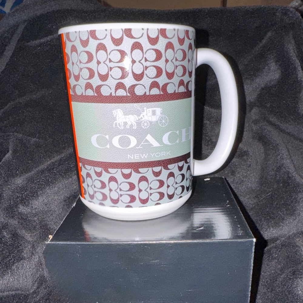 Coach Ceramic Mug with Brown Signature Pattern & Mint Band

(Fashion) - Picture 2 of 4